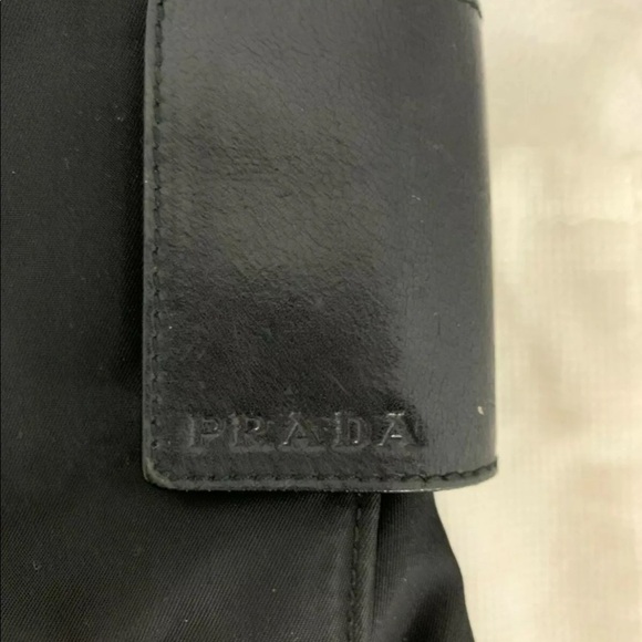 Vintage Prada Black Nylon Triangle Logo Tote Bag Authentic GUC - Picture 6 of 9
